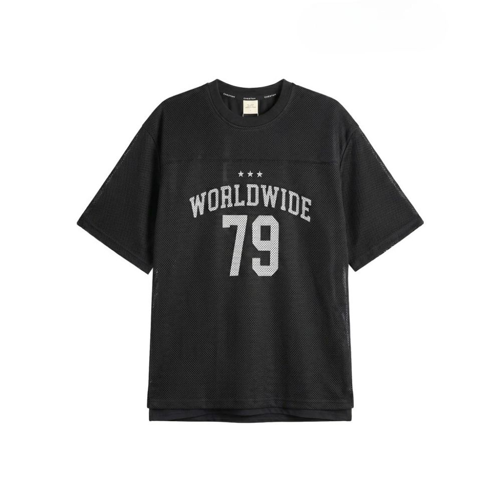 SCC (13) Black Worldwide Mesh Athletic Graphic Jersey - Image 1