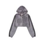 Grey Acid Wash Cropped Sport Hoodie